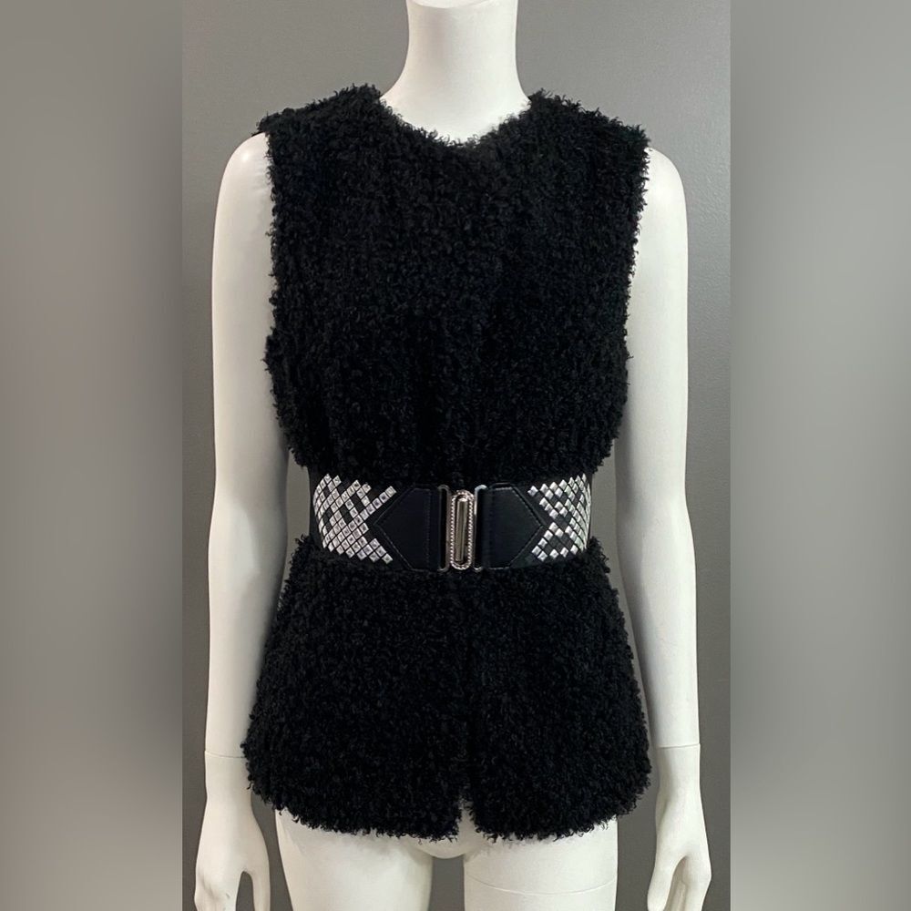 Moa Moa Black Vest Siver Belt Buckle Top Size Small